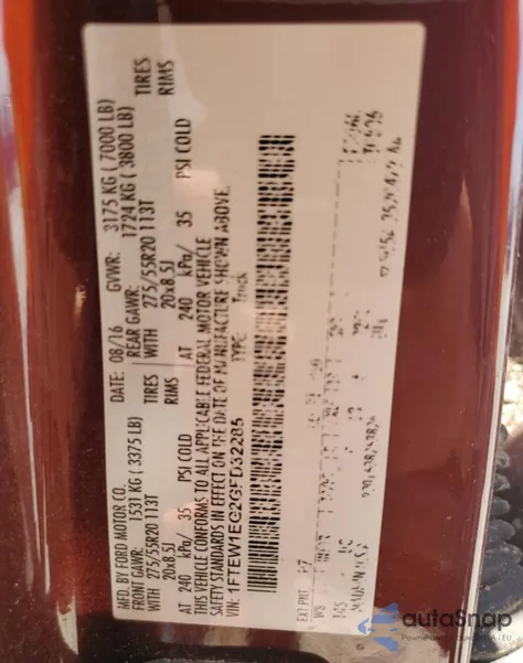 2016 Ford F150 Supercrew from USA, damaged, VIN 1FTEW1EG2GFD32285